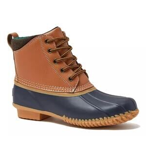 Lands' End Women's Hazelnut Leather Insulated Duck Boots Size 8